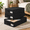 Black-3 Pack-6.7 Inch Tall-Hard, variant on Grey-4 Pack 4 Inch Tall-Hard Underbed Storage Organizer, Thick Fabric Under Bed Box for Dorm and Home