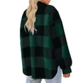 thumbnail image 4 of Womens Fuzzy Plaid Flannel Jacket 2026 Winter Casual Fall Sherpa Fuzzy Warm Zip Up Button Long Sleeve Coat Outwear, 4 of 5