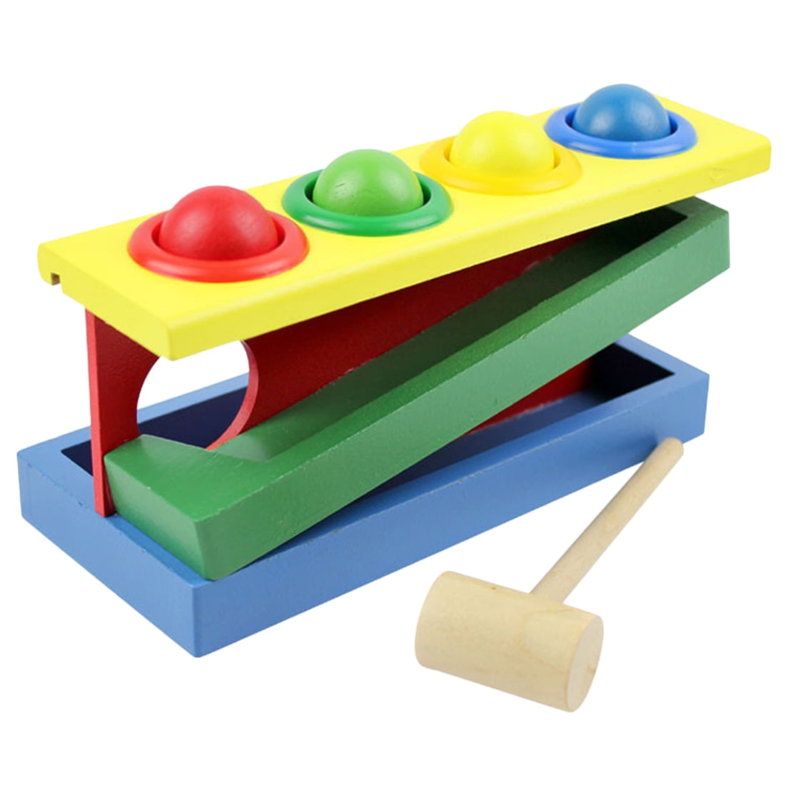 Wooden Toys Color Ball Striking Table Knock Table Baby Hand Game Toys