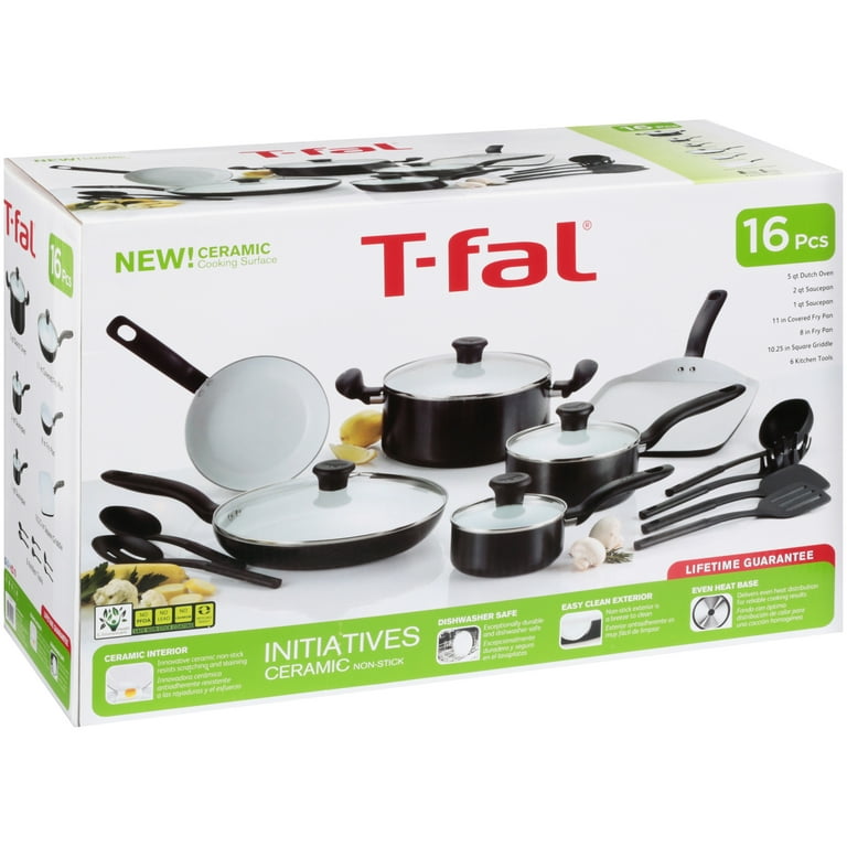 T-fal Initiatives 14-Piece Ceramic Cookware Set 