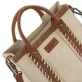 thumbnail image 3 of Wrangler Womens Braided Tote Bag Western Style Suede Top Handle Handbag With Detachable Crossbody Strap, Beige, 3 of 6