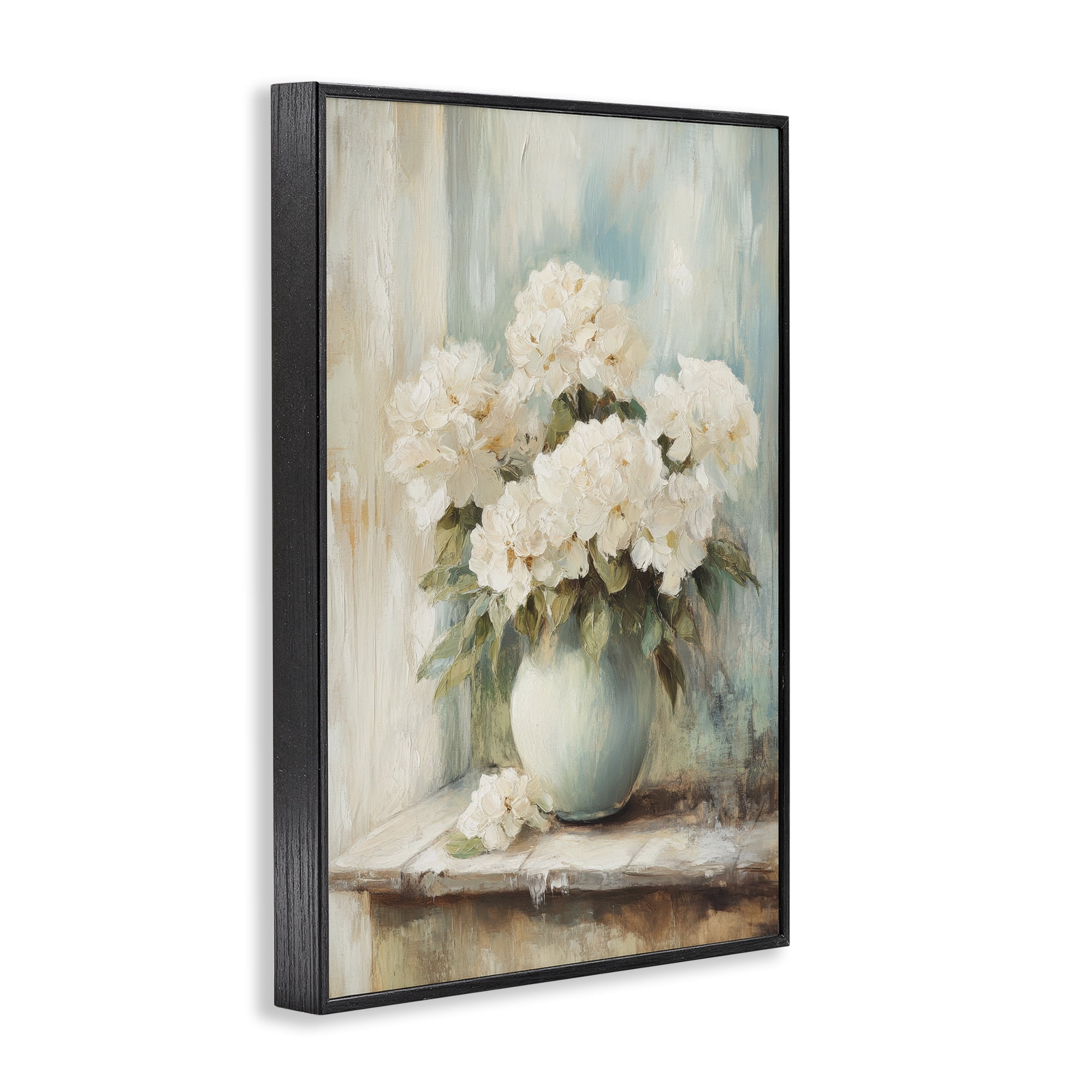 Stupell Industries Mantle Arrangement of Soft Blossoms Black Framed Giclee Art, design by Petal Prints Design