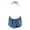 a-Light Blue30171, variant on Womens Deep V Neck Denim Halter Top With Drawstring Waist Tie Open Front Sleeveless Peplum Blouse For Summer Casual Vacation Wear Light Blue M