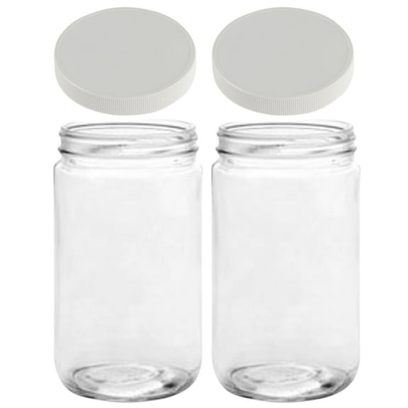 Jarming Collections 32oz Glass Storage Jar with BPA-Free Lid – Extra Wide Mouth – Made in USA (2 Count)