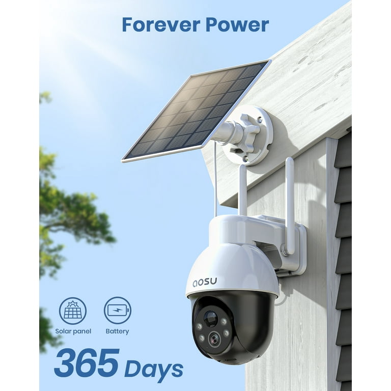 AOSU Solar Security Camera,2PCS 5MP Wireless Outdoor Cameras,360