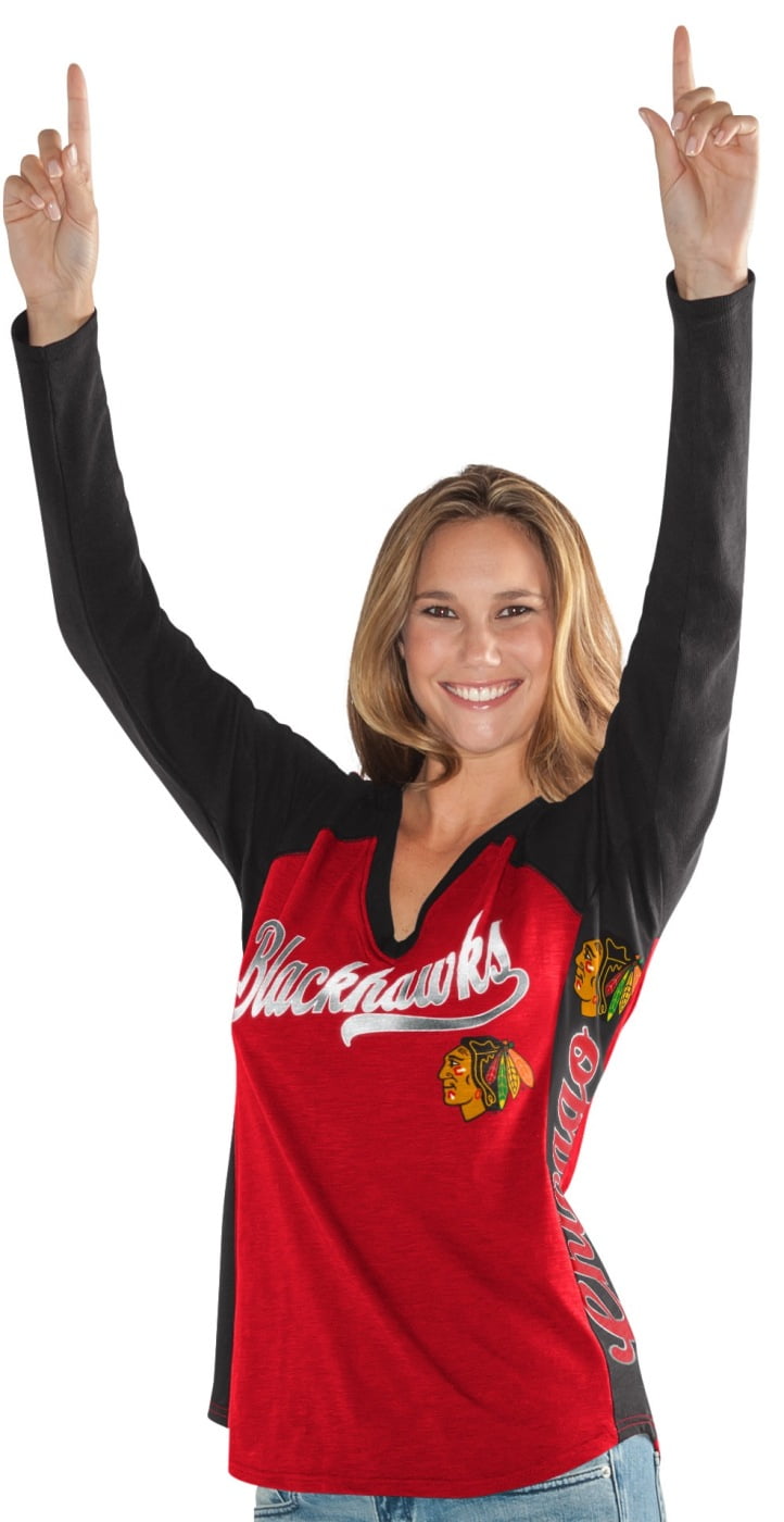 Chicago Blackhawks Women's G-III NHL "Arena" V-neck Long Sleeve T-shirt by G-III LEATHER FASHIONS INC