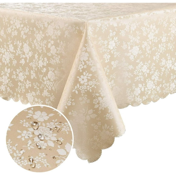 Waterproof Vinyl Tablecloth, Rectangle Heavy Duty Table Cloth, Wipeable Table Cover for Kitchen and Dining Room