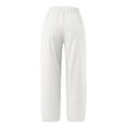 thumbnail image 5 of VISALY Capris for Women with Pockets, Dress Pants Women, Women's Casual Pants Bohemian Style Elastic Waist Cropped Pants Pockets Trousers Womens Daily Casual, 1 Pack Capris for Women, White, S, 5 of 5