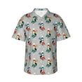 thumbnail image 1 of Balery Skiing penguin Camisas hawaianas de manga corta para hombre, camisas playeras de corte holgado, camisas de vacaciones con botones,Large, 1 of 7