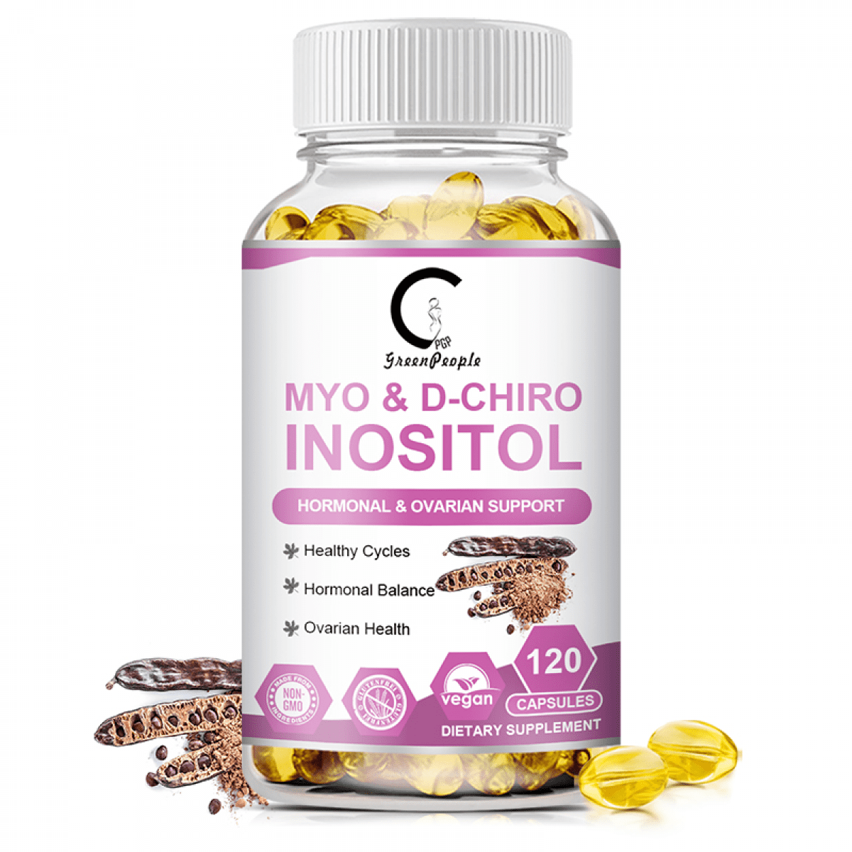 GPGP GreenPeople Myo-Inositol & D-Chiro Inositol Blend Capsule | Liver Support & Fat Metabolism Dietary Supplement for Men & Women | 120 Capsules