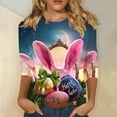 thumbnail image 2 of lcziwo Mother's Day Gifts Easter Shirt Tshirts for Women 2025 Fashion 3D Bunny Rabbit Graphic Tees Shirts Loose Casual Round Neck 3/4 Sleeve Holiday Tops Multicolor XL, 2 of 6