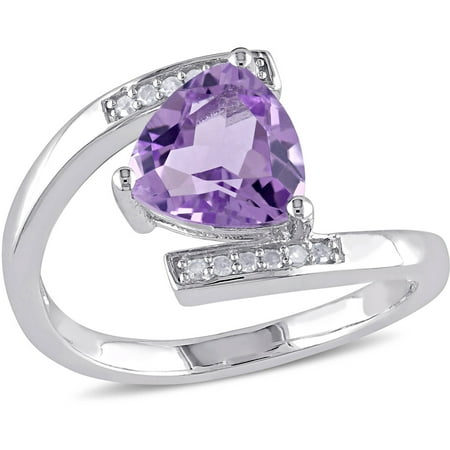 Tangelo 1-2/5 Carat T.G.W. Amethyst and Diamond-Accent Sterling Silver Cocktail Bypass Ring