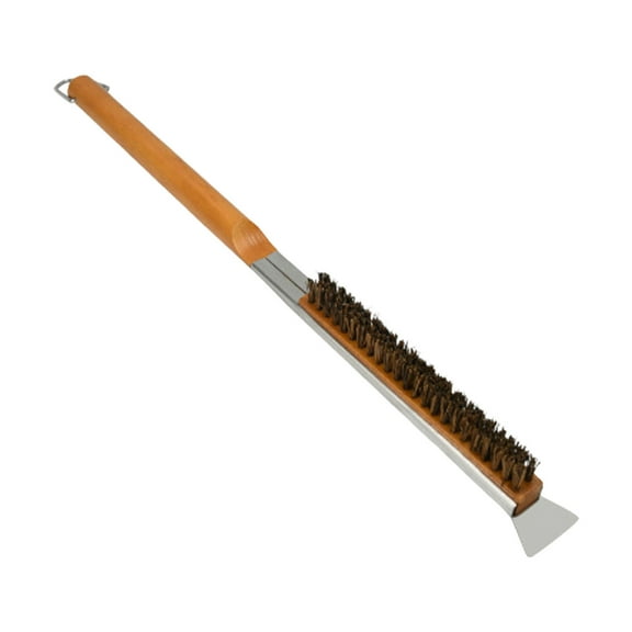 Pizza Stone Cleaning Brush with Scraper - 21 Inch Extra Long Handle Pizza Oven Brush, Heat-Resistant Copper Bristles - Essential Outdoor Pizza Oven Accessories