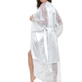 thumbnail image 4 of Mujeres Sexy Lace Long Robe Ropa de dormir Ropa de dormir Albornoz Camisón, Blanco, XXL Scienceny XX000217-14, 4 of 7
