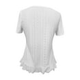thumbnail image 4 of Tittly Womens T Shirts Womens Casual Tops Plus Size Summer Tops for Women Fashionable And Casual Solid Color Short Sleeved Round Neck T Shirt Eyelet T Shirt White, 4 of 6