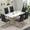 White Table with 6 Black Chairs with Gold Leg, variant on Modern Dining Room Set,71" White Dining Table Sets For 6,1 Table and 6 Chairs