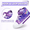 thumbnail image 4 of MODEBYME Kids Toddler Light Up Sneakers Girls High Top Flashing Walking Canvas Shoes, Purple, Size 2, 4 of 7