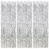Skycase 3pcs Tinsel Curtains, 3.2 ft x 3.94 ft Silver Metallic Foil Fringe Curtains for Birthday Wedding Holiday Engagement Bridal Shower Baby Shower Bachelorette Celebration Party Decorations