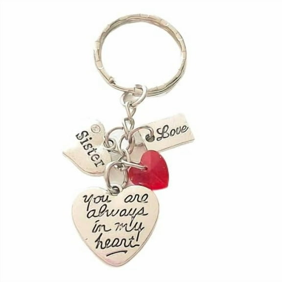 Sister Silver Charm Custom Keychain You Are Always in My Heart Personalized Gift of Love