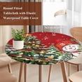 thumbnail image 4 of Red Snowman Christmas Round Tablecloth, Fitted Table Cover with Elastic for 55"-60" Round Tables, Vintage Xmas Tree Snowflake Table Cloth Outdoor Indoor Dinning Party Waterproof Tablecloths, 4 of 7