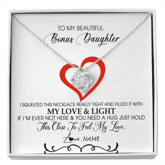 To My Beautiful Bonus Daughter Necklace From Stepmother Filled With My Love and Light Stepdaughter Birthday Christmas Customized Message Card