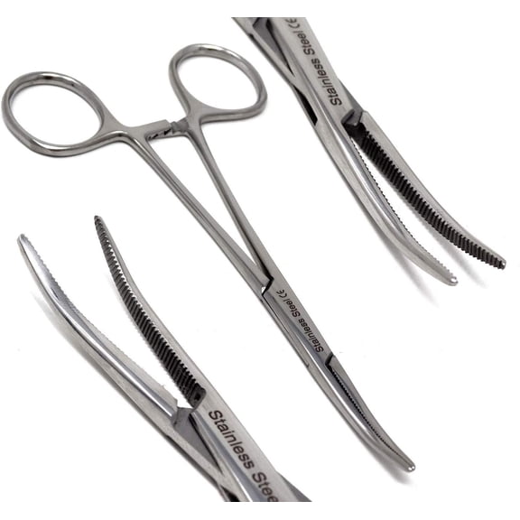 Stainless Steel Fishing Pliers Anglers Catch & Release Serrated Tool, Silver 5.5" Curved