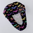 thumbnail image 4 of Women's Bouffant Scrub Caps Halloween Ghost Bat Print Working Cap Nurse Hat Surgical Cap with Button and Sweatband Ponytail Cap, Wash Cap, Baotou Cap, 4 of 4