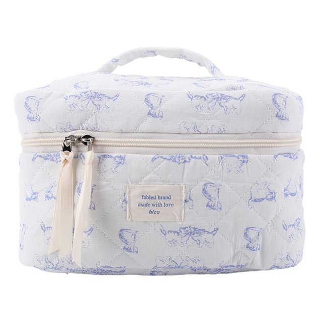 Bolsa de maquillaje floral para mujer gran capacidad acolchada estética suave para viajes al aire libre