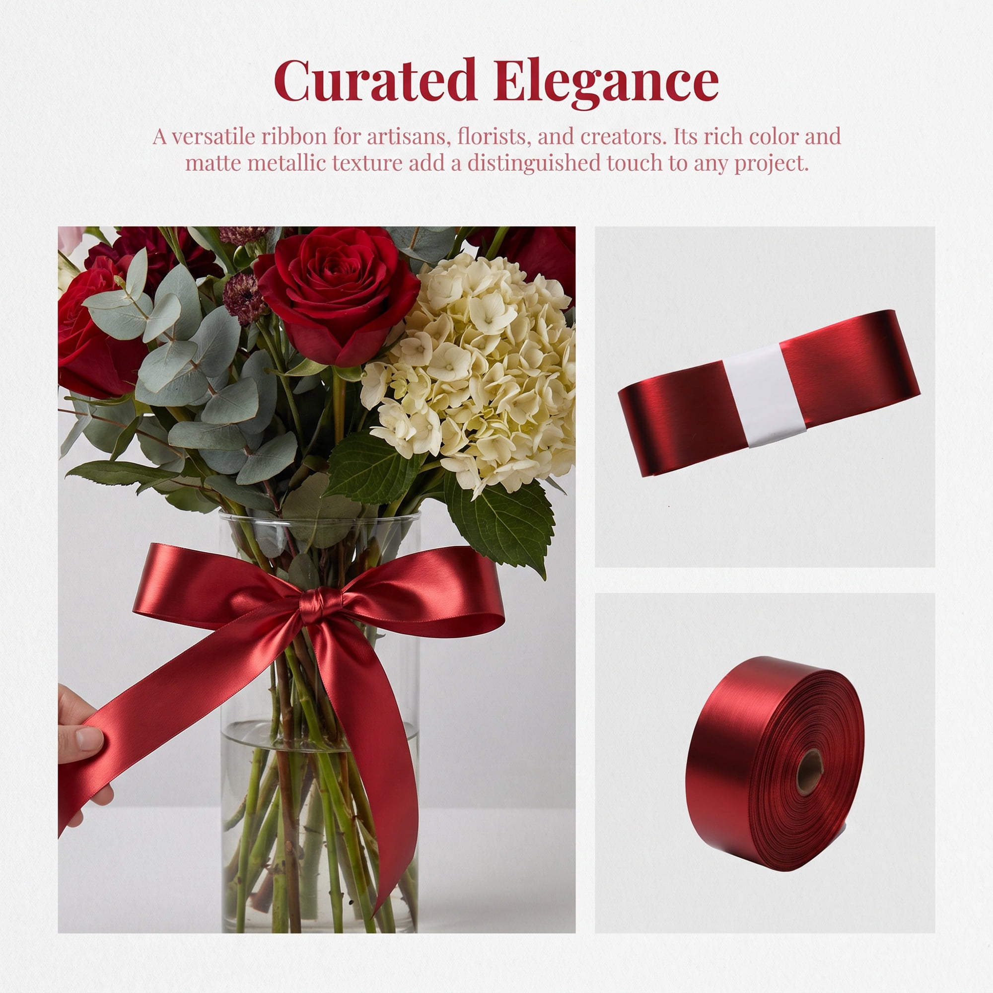 Unique Bargains Metallic Fabric Ribbon for Gift Wrapping and Decoration Red 5.5 Yard