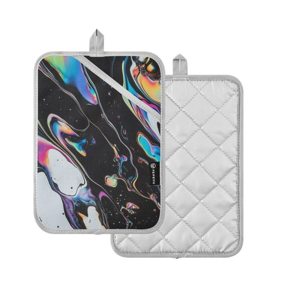 Yayeee Pot Holders Kitchen Heat Resistant with Pocket 7"x9.8" Cotton Oven Cooking Hot Pads, Black