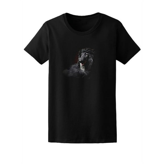 Beautiful Black Afghan Hound Dog T-Shirt Women -Image by Shutterstock, Female XX-Large