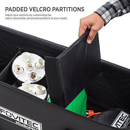 1x Professional Photography & Video Lighting Equipment Roller Bag - EZ Glide Wheels Fovitec 44” x 14” x 10” Durable Webbed Nylon Fleece Lining 