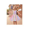 thumbnail image 4 of Girls Dress Pink Rainbow Striped Heart Hollow Back Casual Cotton Summer Dresses for Girls 4 Years, 4 of 5