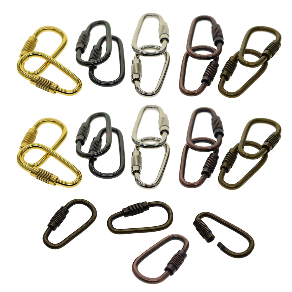 FANCY Pack of 24 D Ring Locking Carabiner Keychain Mini Hooks Spring Lock  Climbing Carabiners Clips Holder Gifts for Traveling Mixed Color 
