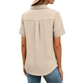 thumbnail image 5 of Yotami Short Sleeve Plus Size Tops for Women Fashion Casual Button Down Shirts Summer Lapel Loose Fit Blouse Clothes Beige M, 5 of 5