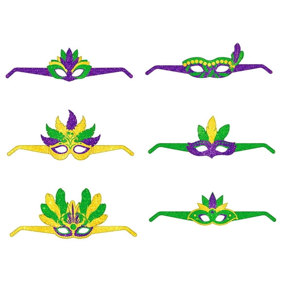 Fasiaou Carnival Mask Glasses Decoration Set Of 6 Pieces for Mardi Gras Party Costume Props and Festive Celebration Accessories,As Show