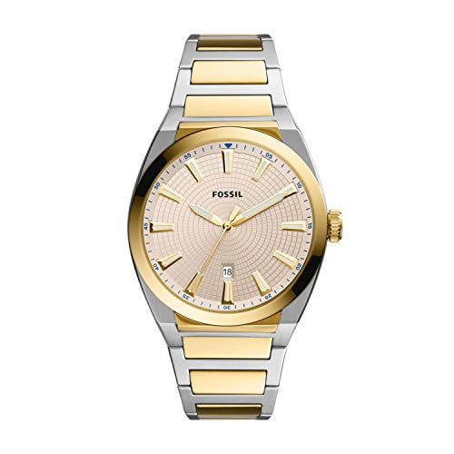 Fossil Men s Everett Quartz Stainless Steel Three Hand Date Watch Color Gold Silver Model FS5823 Walmart