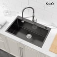 thumbnail image 2 of COZY Stainless Steel Single Bowl Kitchen Sink 30x19 inch, 1-Piece Overmount Brushed with US Drain & Hook, SS-BL02D-301908, 2 of 4