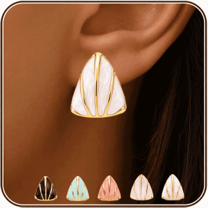 Eclipton Gold Plated Triangular Geometric Stud Earrings