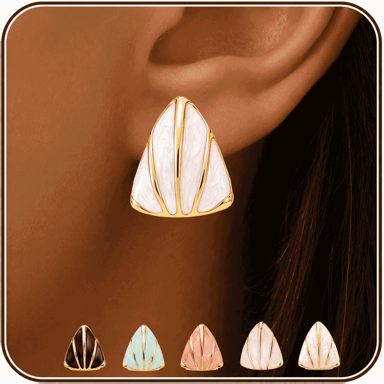 Eclipton Gold Plated Triangular Geometric Stud Earrings photo 1