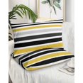 thumbnail image 2 of Yellow Black Stripe Pillow Covers Standard Size 2 Pack, Modern Abstract Art Coarse Striped Soft Bed Throw Pillowcases Breathable Cooling Long Lumbar Body Pillow Sham Cover for Bed Sofa 20''x26'', 2 of 7