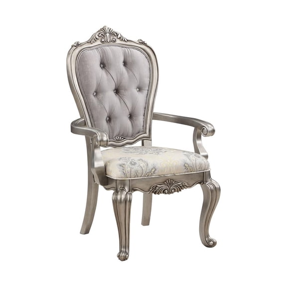 ACME Ariadne 18.75" Fabric/Wood Side Chair in Platinum Silver/Gray (Set of 2)