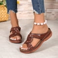 thumbnail image 2 of Orthopedic Sandals for Women Hollow out Embroidery Strap Slides Comfortable Arch Support Slippers Thick Soft Sole Slip on Beach Shoes Brown Size 6, 2 of 7