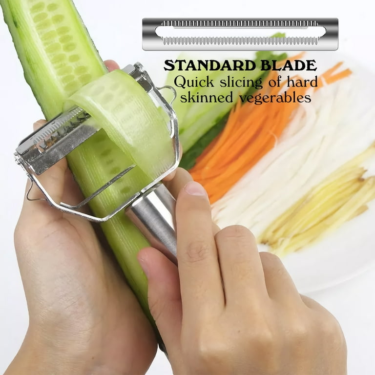 Stainless Steel Dual Blade Vegetable Peeler - Commercial Grade Julienne  Cutter, Slicer, Shredder, Scraper - Fruit, Potatoes, Carrot, Cucumber 