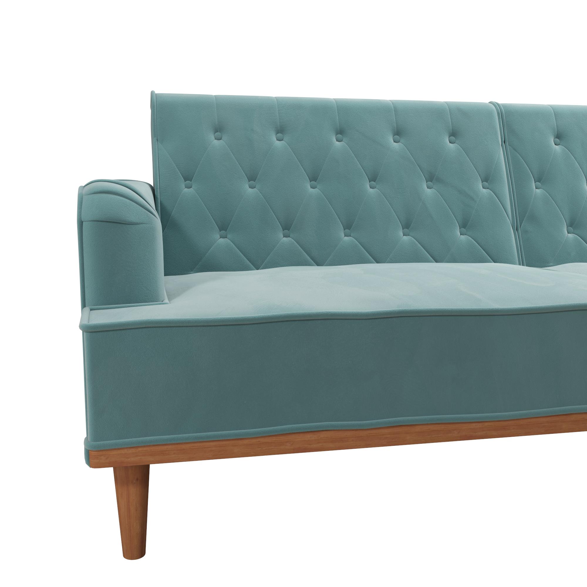 Mr Kate Stella Vintage Convertible Sofa Bed Futon Teal Velvet