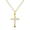 thumbnail image 1 of Precious Stars 14K Two-Tone Gold Religious Cross Unisex Pendant with 24" Chain Necklace, 1 of 5