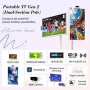 ApoloSign 32 Smart Portable TV (2nd Gen), 1080p FHD Touchscreen Rolling Monitor, Android 16, EDLA-Certified, 16GB RAM, 128GB ROM, 15000mAh Battery, Full Swivel Rotation & Voice Remote