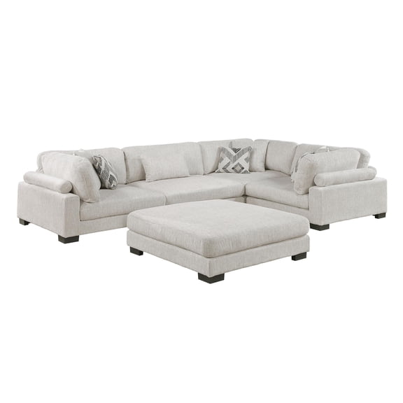 Lexicon Corydon Microfiber 5-Piece Modular Sectional with Ottoman in Beige
