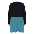 thumbnail image 3 of BiZtdJrK Sweatshirt Dress Women Patchwork Crew Neck Long Sleeve Flowy Mini Dresses Colorblock Fashion Pullover Sweatshirts Blue M, 3 of 7