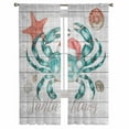 thumbnail image 2 of Christmas Coastal Semi Sheer Curtains 72 Inch Length 2 Panels Set, Ocean Crab Starfish Conch Wooden Grain Sheer Kitchen Curtain Privacy Voile Window Curtain for Living Room Bedroom Rod Pocket Drapes, 2 of 7